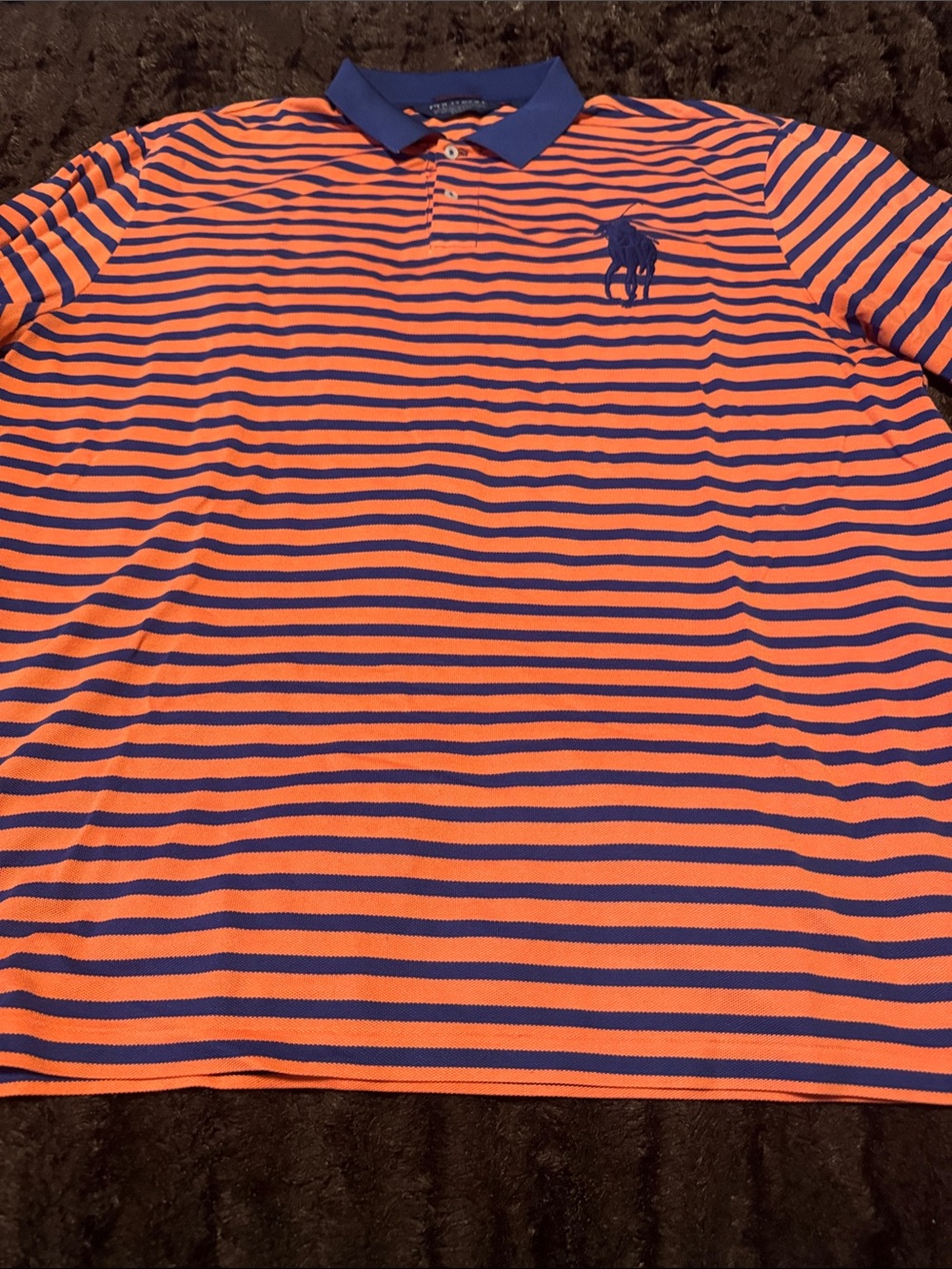 Men's Striped Polo Shirt - Orange & Blue Polo Golf